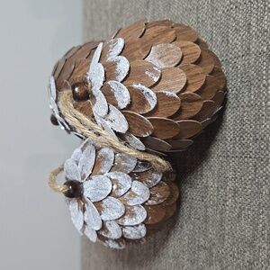 Wooden "Pinecone" Snow Covered Ornaments - Set of 3